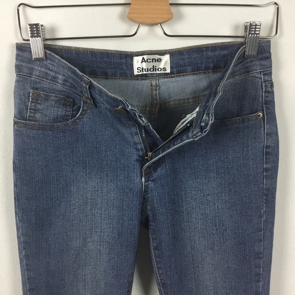 Acne Studios Skin 5 Overdye Knee Cut out Distressed Frayed Hem Jeans - Picture 5 of 12